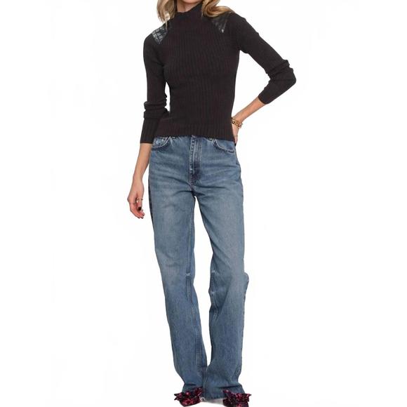 NEW HEARTLOOM kenna mock neck sweater in black - Picture 1 of 4